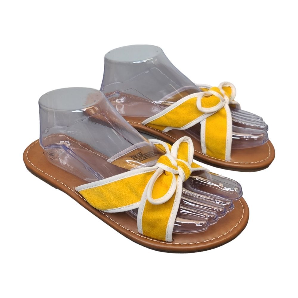NWOT Shade & Shore Women’s Yellow Suede Knotted Bow Retro Sandals Sz 9